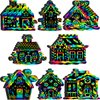 Motipuns 80 Pcs Christmas Gingerbread House Scratch Cards for Boys Girls Rainbow Christmas Ornaments Christmas Crafts for Winter Xmas Holiday Party Supplies Home Classroom DIY Activities