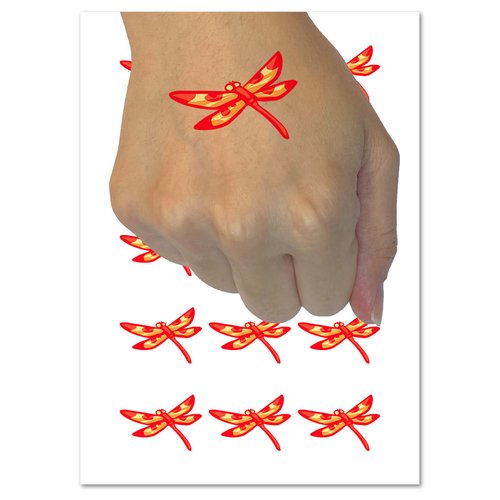 Flying Dragonfly with Spotted Wings Insect Darter Temporary Tattoo Water Resistant Fake Body Art Set Collection - 54 1" Tattoos (1 Sheet)
