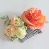 Fangsen Boho Black Sunflower Daisy Rose Buds Flower Hair Comb Elegant Wedding Floral Hair Accessories for Woman and girls (Orange)