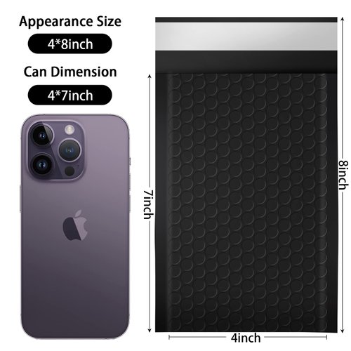 packbabol Bubble Mailers, 4x7 Inch Poly Padded Bubble Mailers Pack of 50 Bubble Envelopes Opaque Self Seal Adhesive Waterproof Bags for Shipping and Packaging(Black,4x7-50Pc)