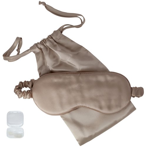 Satavi Naturals Organic Mulberry Soft Silk Eye Mask for Sleeping with Ear Plugs & Luxury Bag - Cooling Night Eye Covers Face Mask for Women - Blindfold Travel Eye Mask Blocking Out Light - Champagne