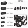 Vacuum Hose Caps, 80 PCS Vacuum Cap Assortment, Automotive Carb Line for Carburetor Vacuum Plugs, Intake Manifold Vacuum Fitting 6 Sizes