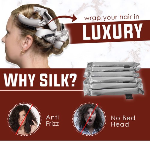 Klara Faire Heatless Hair Curler - 6Pc short Heatless curling rod headband | Heatless curls for long hair curling ribbon | Silk hair curlers to sleep in | flexi curling rods for hair (ROYAL BLACK)