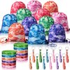 36 Pcs Tie Dye Camouflage Party Kit Camo Drawstring Bag Bulk Camouflage Military Rubber Keychain Silicone Camo Bracelet for Adult Kid Travel Paintball Camping Birthday Party Supplies (Assorted Camo)