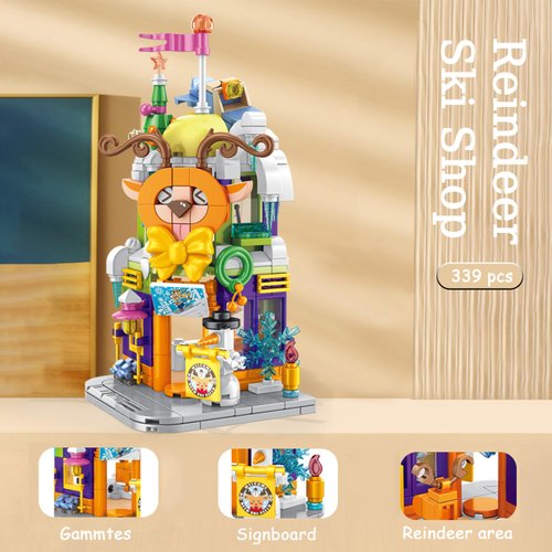 Ueuo Reindeer ski Shop Theme Building Block,Collectible Display Model Toy as A Wonderful Gift Idea for Adults,Set Creative Building Block Set for Boys and Girls Creative Gifts for Kids Age 6+（339PCS）