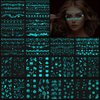 Konsait 24 Sheets Glow in the Dark Tattoos Face Tattoos for Women Girls Temporary Tattoos for Women Glow Tattoos Mermaids Butterfly Tattoos Blue Tattoos for Kids Luminous Body Make Up Fake Tattoo