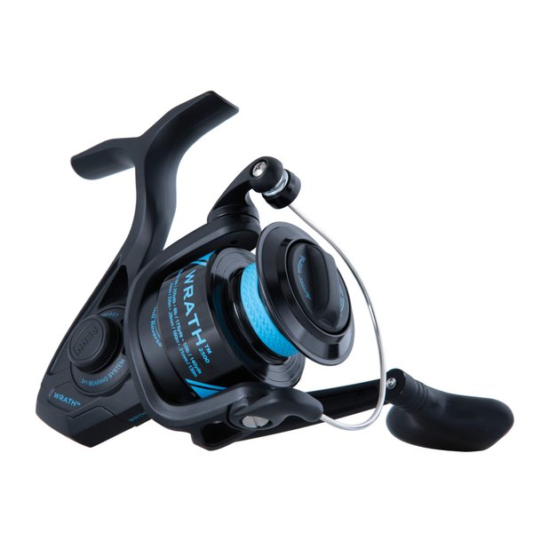 PENN Wrath Spinning Inshore Fishing Reel, Oil Felt Front Drag, Max of 15lb | 6.8kg, Made with a Lightweight, Corrosion-Resistant Graphite Body,Black/Blue