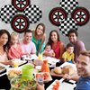 PIXHOTUL Race Car Party Decorations - 3 Pcs Checkered Race Track Tablecloths, 8 Pcs Foil Race Car Balloons Black Checkered Flag Table Cover for Kids and Adults Race Car Birthday Party Supplies