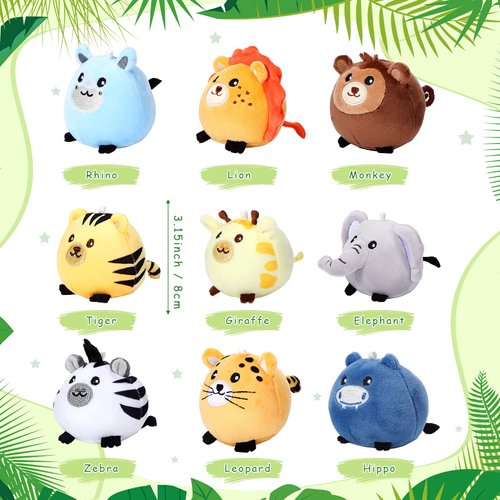 Skylety 9 Pcs Mini Plush Stuffed Animals Bulk 3.15 Inch Cute Soft Decompress Animals Plush Toys for Kids Baby Shower Birthday Charity Donation Gifts Classroom Prizes (Forest Animals)
