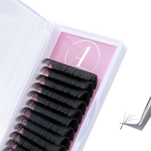 ALLOVE Eyelash Extension Cashmere Super Easy Fan Volume Lash Extensions 0.03mm C Curl 20-25mm Mixed Tray Rapid Blooming Volume Lashes Self Fanning Lash Extension Supplies