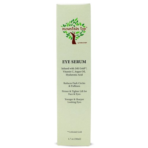 MOUNTAIN TOP Eye Serum Infused with 24K Gold, Vitamin C, Argan Oil, Hyaluronic Acid - For a Tighter Lift and Reduction in Appearance of Wrinkles, Fine Lines, and Dark Circles (1.7oz)