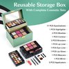 Color Nymph Beginner Makeup Kit For Teens, Girls Makeup kits With Recyclable And Key-Lockable Cabinet Included 17-Colors Eyeshadows Blushes Bronzer Highlighter Lipstick Brushes Mirror(Green)