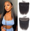 13x4 Straight Frontal Closure Human Hair Brazilian Virgin Hair Ear To Ear Lace Frontal Closure Pre Plucked Baby Hair Natural Color for Black Women 14inch
