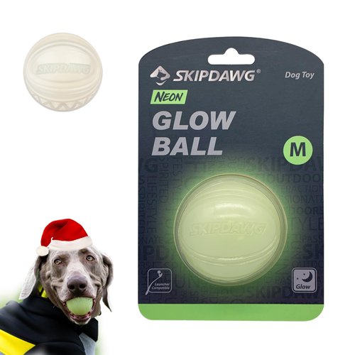 SKIPDAWG Interactive Squeaky Dog Ball, Light Up Dog Ball Glow in Dark, Floating Dog Toy Ball Durable TPR Light Weight, Bouncy Dog Tennis Ball for Dogs Size 2.5 Inches, 1 Pack