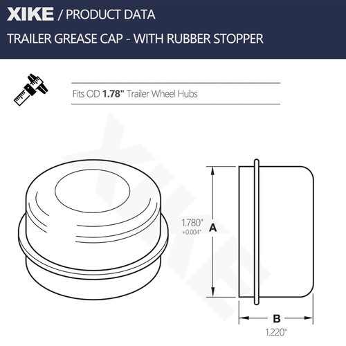 XiKe 2 Set 1.78" OD Trailer Bearings Dust Cap Grease Cap, Fits 3/4" Trailer Wheel Hub Axles.