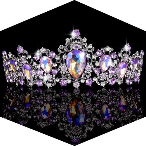 Kamirola Crown for Women Wedding Tiara for Women Queen Crown Crystal Tiara Crown Wedding Tiaras for Womens or Girls Birthday Prom Pageant Party halloween Chrismas (TR05) (Black & Purple)
