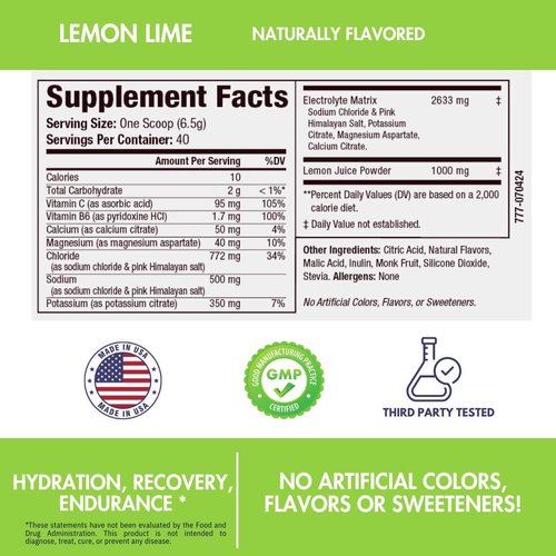 RADSUPPS - Electrolyte Hydration Mix - Premium Electrolytes Powder – No Sugar Hydration Powder - Electrolyte Drink Mix for Optimal Hydration and Recovery (40 Servings) (9.17oz, Lemon Lime)