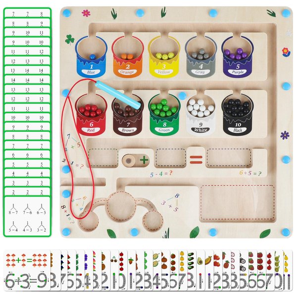 Tohomes Montessori Toys, Magnetic Color and Number Maze, Wooden Puzzle Activity Board, Learning Educational Counting Matching Toys for Toddlers 3.4.5 Year Old