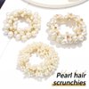 Fashey Pearl Hair Ties Flower Elastic Ponytail Holder Rhinestone Hair Scrunchies 3 Pcs Pearls Hair Accessories for Women (Type A)