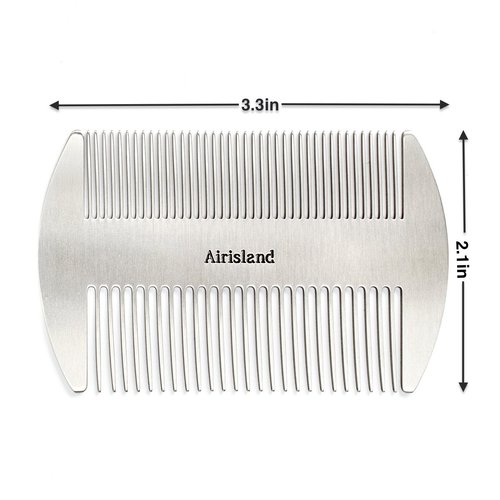 Airisland Dual Action Stainless Steel EDC Credit Card Size Comb Wallet Comb Pocket Comb Anti-Static Hair Comb Beard Mustache Comb for Man
