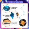 36pcs 1950's Rock and Roll Party Decorations,50s Sock Hop Hanging Decorations Vinyl Record Music Themed Party Swirls Streamers Ceiling Supplies for 50's Theme Rock Music Birthday Party Supplies