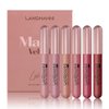 LANGMANNI Velvet Matte Nude Lipstick Set,Long-Lasting & Rich Pigment,Capsule Tube Shape Lip Gloss Set Gift Collection for Women/Girls (6Pcs Liquid Lipstick)