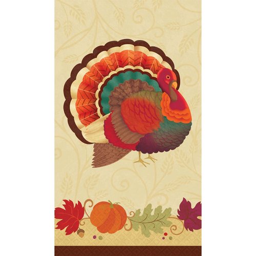 amscan Turkey Holiday Thanksgiving Guest Paper Towels Party Tableware, Multicolor, 4" x 7 3/4"