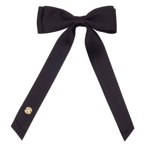 Lilly Pulitzer Hair Bow for Women with Gold Logo, Clip In Hair Accessories for Adults, Black