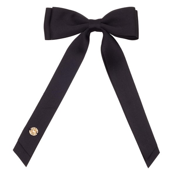 Lilly Pulitzer Hair Bow for Women with Gold Logo, Clip In Hair Accessories for Adults, Black