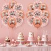 Rose Gold Happy Birthday Party Balloons 18Pcs 12 Inch Metallic Birthday Latex Balloons Confetti Balloons Rose Gold Birthday Decorations for Girls Women Birthday Anniversary Party Supplies