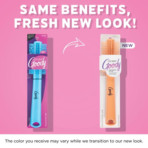 Goody Style Boost 21 mm Round Brush, Adds Lift & Hair Volume, Use as a Blow Out Brush or Styling Brush, Easy-Grip Handle, Comfortable Hair Brush for Fine Hair, For Short & Medium Hair, Coral