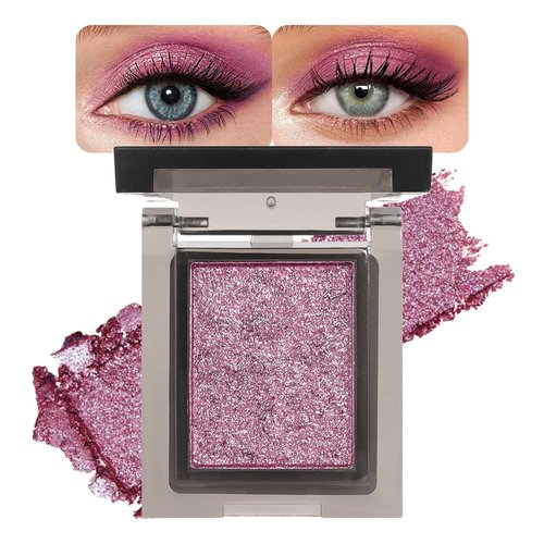 Plum Shimmer Single Eyeshadow, Long-lasting Waterproof, High-Pigment Glitter Eye Shadow Compact, Smooth & Blendable, Everyday Velvety Matte Finish Eye Makeup Looks, Vegan, Cruelty-free - 0.07 Oz 03#