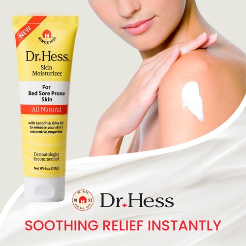 Dr. Hess Skin Moisturizer for Bed Sore Prone & Dry Skin, All Natural with Lanolin, Olive Oil, Jojoba Oil & Beeswax, Paraben & Sulfate Free, Hydrating Body & Face Cream, 4 oz 3 Pack