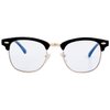 Kursan Blue Light Blocking Glasses for Women Men Semi-Rimless Frame Fake Nerd Eyeglasses (Bright Black Gold)