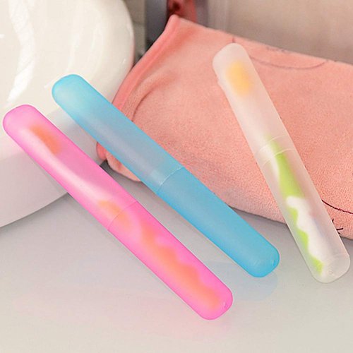 5Pcs Travel Toothbrush Case Plastic Portable Dust-proof Toothbrushes Holder Toothbrush Tube Container Toothbrush Carrying Case Cover Protector for Travel Business Camping Home Use (Random Color)