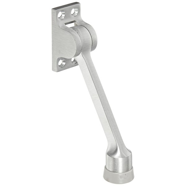 Rockwood 461L.26D Brass Kick Down Door Stop, 8 X 3/4" OH SMS Fastener, 4-5/8" Projection, 2-1/4" Base Width x 1-1/4" Base Length, Satin Chrome Plated Finish