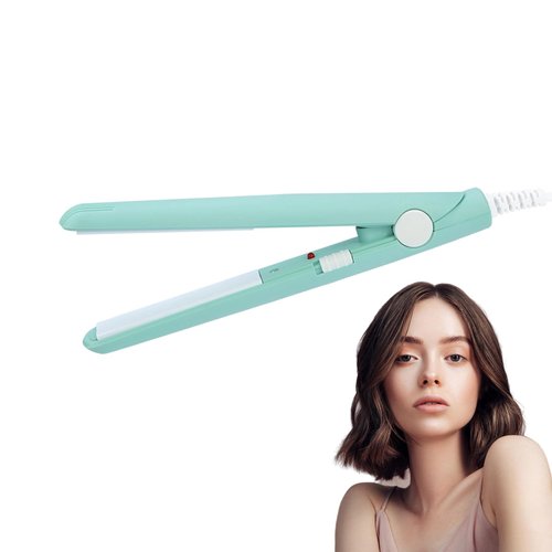 Small Flat Iron, Mini Flat Iron for Short Hair, Mini Hair Straightener, Mini Curling Iron, 2 in 1 Hair Straightener Ceramic Flat Iron Tourmaline Plate Hair Straightener Hair Styling Tool (Green)