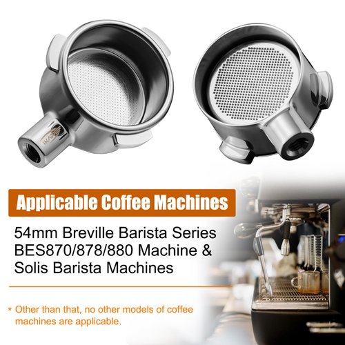 IKAPE Coffee Products, 54mm Bottomless Naked Portafilter Compatible with 54mm Breville Barista Series BES870/878/880 Machine & Solis Barista Machines (Included 16g Capacity Filter Basket) (Colorful)