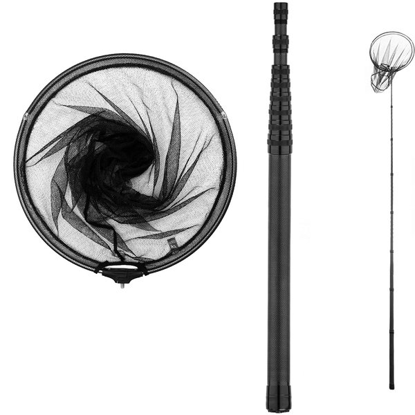 Portable Carbon Fiber Fishing Net Long Handle, Fishing Landing Net with Telescoping Pole Handle, Fishing Gifts for Men (133.8", 8-Section Pole)