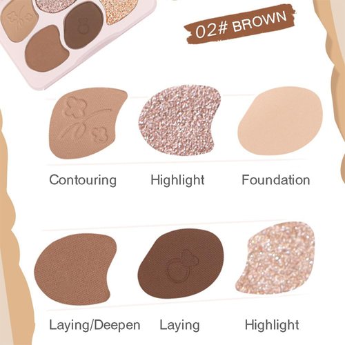 Colorful flow color eye shadow plate Pearlescent fine flash matte low saturation brightening high gloss eye shadow one plate (02#Brown)