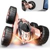 Tecnock Remote Control Car for Kids,360 ° Rotating Double Sided Flip RC Stunt Car,2.4Ghz 4WD Toy Car with Rechargeable Battery for 45 Min Play,Great Gifts for Boys and Girls(Pink)