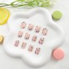 Square Press on Nails Short Fake Nails with Flower Designs Glossy Glue on Nails Cute Acrylic Nails Nude Full Cover Artificial Stick on Nails for Women 24Pcs