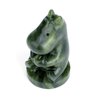 gemshan Hippo Statue Hand Carved Art Natural GreenJade Animal Figurine for Home Office Decoration with Luck