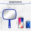 3 Pieces Hand Mirror Handheld Cosmetic Mirror with Handle, Makeup Hand Mirror Hairdressers Paddle Mirror Portable Vanity Mirror for Travel, Home and Salon Use (Red, Black, Blue, 9.17 x 6.53 Inch)