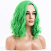 BERON Green Womens Wigs Short Curly Bob Wig Light Color Wavy Hair Wigs for Girls Middle Part Women's Synthetic Wigs Cosplay or Daily Used