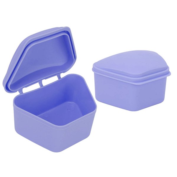 Trapezoid Retainer Case, Mouth Guard Cases, Denture Case Partial Tooth Case Denture Box Denture Storage Boxes, Travel Portable Denture Bath Box for Home Office Purple