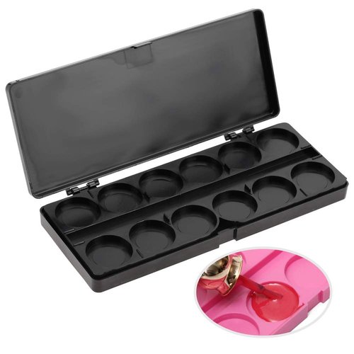 Nail Art Palette, 24 Grid Plastic Nail Art Paint Color Mixing Palette Plate Watercolor Pigment Color Mixing Case Manicure Drawing Tray(Black)