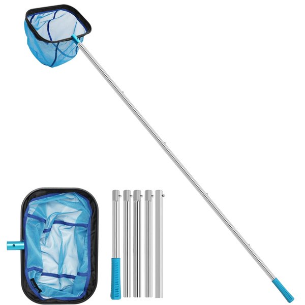 SANLIKE Pool Skimmer,Pool Net with 6.8Ft 5 Sections Stainless Steel Pole,Pool Nets for Cleaning The Finest Debris for Spas, Ponds,Hot Tub,Pool Skimmer for Above Ground Inground Pools