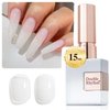 Double Rhythm Translucent Gel Polish Sheer Neutral Natural Light Milky Same Color Same Bottle 15ML Jelly Nail Polish Nail Art DIY at Home (Milky White-A1367)