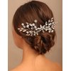 YERTTER Bridal Hair Comb Crystal Bride Wedding Hair Comb Rhinestone Flower Bridal Hair Pieces Pearl Wedding Hair Accessories for Women and Girls (Silver)